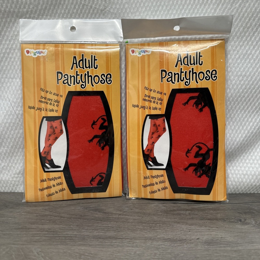 Disguise Devil Pantyhose Women OS Red NEW 2 Pairs Halloween‎ Costume Tights